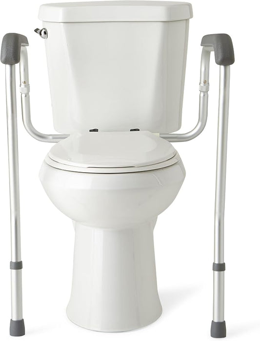 Medline Toilet Safety Rail with Arms - Foldable Aluminum, Sturdy & Secure, Elderly Assistance
