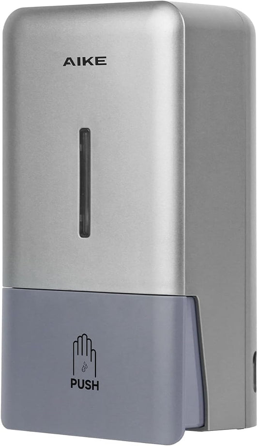 AIKE Liquid Commercial Soap Dispenser,27oz for Bathroom Sleek Silver,AK1006 | No-Drill and Screw Dual Wall Mount Install Design for Space-Saving,Easy Push Easy Refill and Large Capacity for Commercial