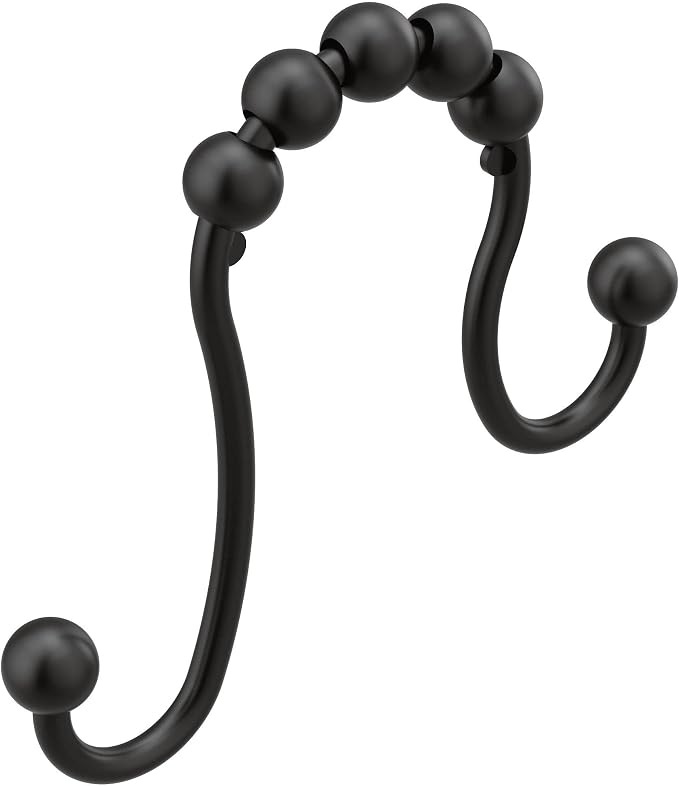 Moen Matte Black Shower Curtain Rings, Pack of 12, SR2201BL