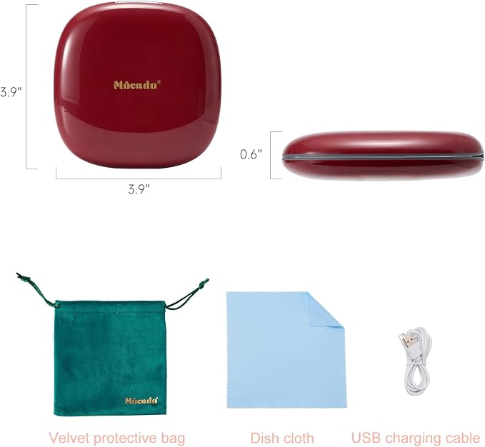 Mocado Compact Mirror with Light-4 Inches Compact 1x/10x Magnifying Mirror | Double Sides Lighted, 3 Colors Lighting, 0-100% Brightness, Diammable Touch, 1200mAh Rechargeable, For Pocket, Purse