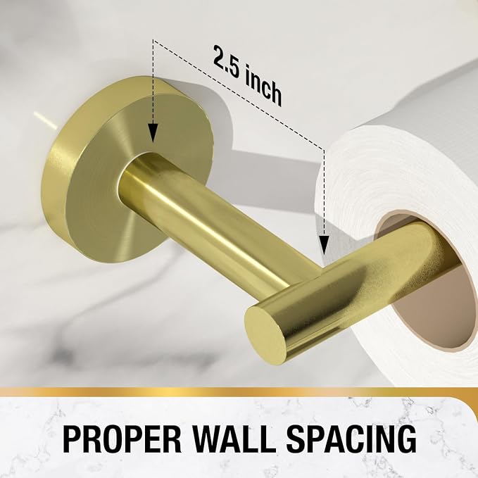 HITSLAM Gold Toilet Paper Holder, Double Post Pivoting, SS304 | Wall Mount Bathroom Toilet Tissue Holder, Rustproof Stainless Steel, Easy Pivoting Roll Change, Fits Mega Rolls Size