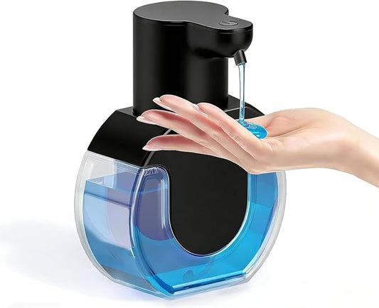 Automatic Liquid Soap Dispenser Touchless,15oz/420ml USB Rechargeable Hand Soap Dispenser, 4-Level Adjustable, Wall Mounted/Countertop Soap Dispenser for Bathroom Kitchen Sink Dish Soap (Black)