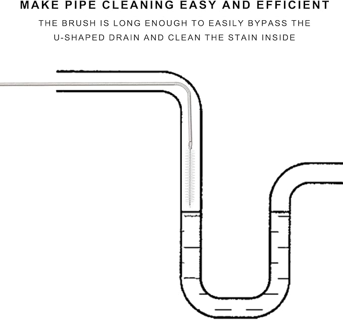 CiaraQ 11-Piece White Tube & Pipe Cleaning Brush Set | – 10 Rigid Brushes 1/16"-1" + 60" Flexible Wand Brush, Medium-Stiffness Nylon – for Drains, Guns, Coffee & Labs