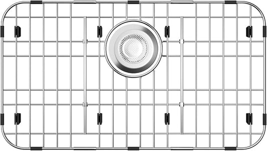 Stainless Steel Sink Protector for Kitchen Sink, 23'' x 13'' | Sink Protector, Sink Grate for Bottom of Kitchen Sink, Rear Drain, Single Bowl Kitchen Sink, Include 1Pcs Sink Strainer