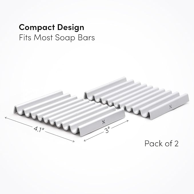 Aluminum Soap Dish (Pack of 2) – Rustproof Anodized Metal Soap Holder with Fast Drainage, Non-Slip Silicone Base, Modern Minimalist Design – Durable & Easy to Clean for Bathroom, Kitchen & Sink
