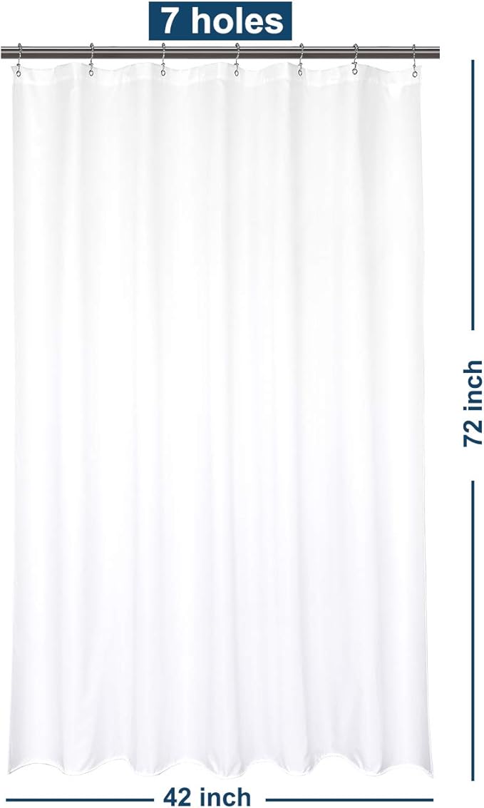 Barossa Design 42x72 Fabric Shower Stall Curtain Liner White | Soft Microfiber Cloth, Waterproof, Hotel Quality, Machine Washable, 42W x 72H for Bathroom Stall