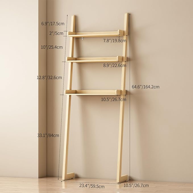 Solid Bamboo Over the Toilet Storage, 3-Tier Freestanding Toilet Shelf | Solid bamboo over toilet bathroom organizer, anti-slip base for stability, space-saving storage for bathroom and balcony