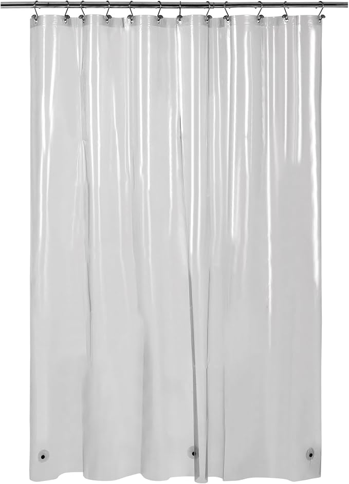 Barossa Design Extra Long Clear Black Shower Curtain Liner, 72" x 84" XL | Waterproof PEVA, 3 Magnets, PVC Free, Metal Grommets, Plastic Shower Liner XL 72 x 84 Inches for Bathroom/Tub