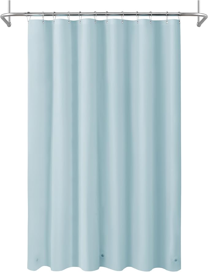 Light Blue Shower Curtain Liner with 3 Magnets, 72x72 | 12 Rustproof Grommets,Premium Flexible Sturdy Plastic Shower Curtain for Bathroom Lightweight & Waterproof,72W x 72H