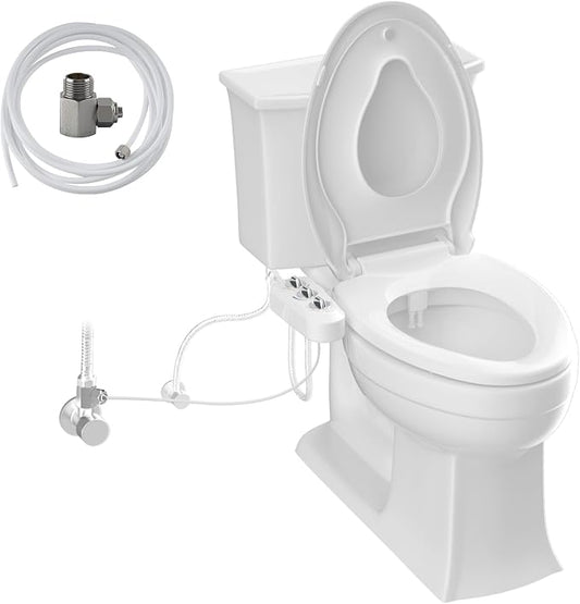 Hibbent 117 Inch Hot Water Bidet Hose Replacement with Metal 9/16''-9/16''-1/4'' or 3/8''-3/8''-1/4'' Bidet T-Adapter, 3-Way Tee Connector for Toilet Bidet Attachment