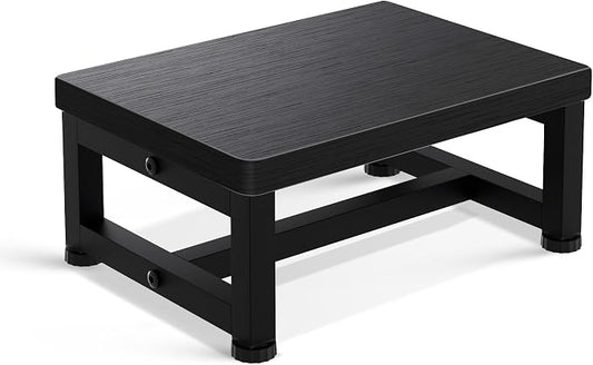 Step Stools for Adults Kids, Sturdy Wooden Stepping Stools with 450LB Capacity, Anti-Slip Bed Steps Stool for High Beds, Foot Stool One Step Stool for Kitchen Bathroom Bedroom, Black