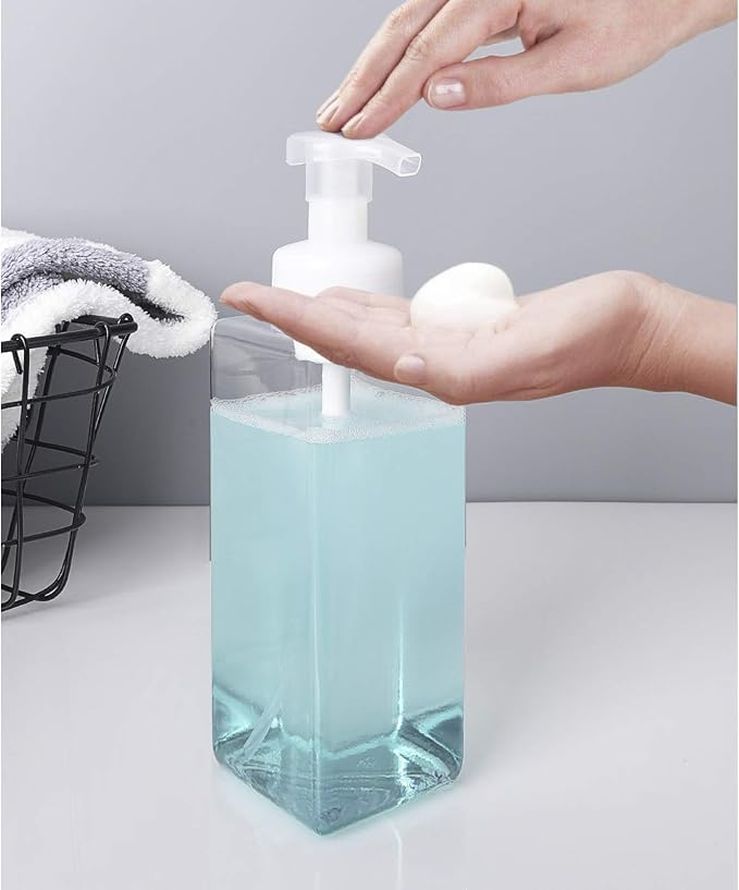 Foaming Soap Dispenser, 22oz Plastic Refillable Pump Bottle, 2 Pack, Clear | Hand Dispenser for Liquid Soap, Shampoo & Body Wash – Saves Soap with Rich Foam, Reusable, Easy to Refill, BPA-Free