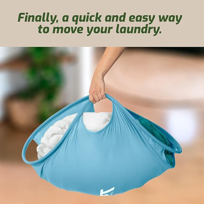 Collapsible Laundry Basket for Washer & Dryer (Aqua, Small)