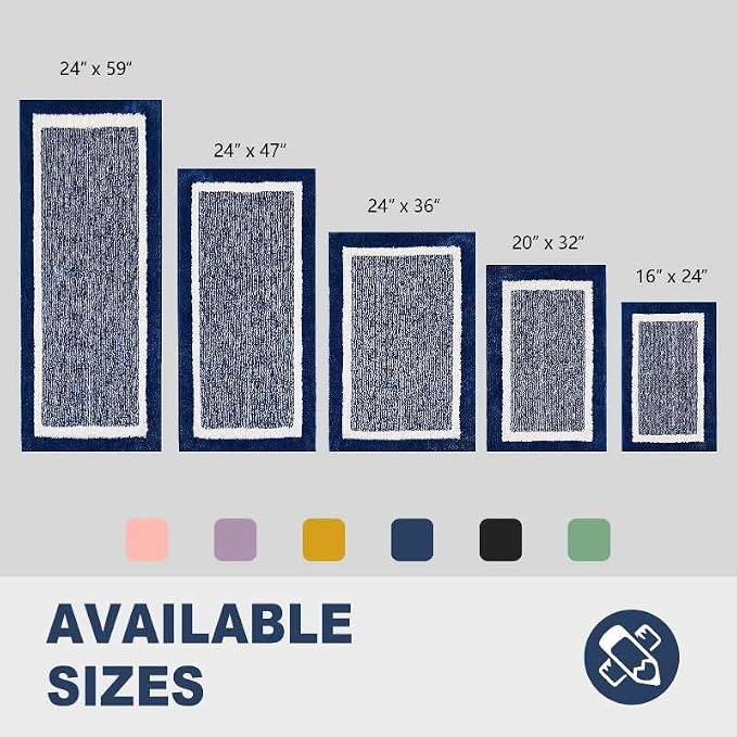 CozeCube Navy Blue Bath Mat 36"x24" Non Slip Washable Rug | For Bathroom Non Slip, Fluffy Absorbent Microfiber Bath Mats Machine Wash, Stylish Large Aesthetic Bathroom Rugs