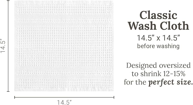 GILDEN TREE Waffle Towels Wash Cloths for Showering, Exfoliating Washcloth Face Towels, Quick Dry Towel Cotton Washcloths Set of 4, Classic Style (White)