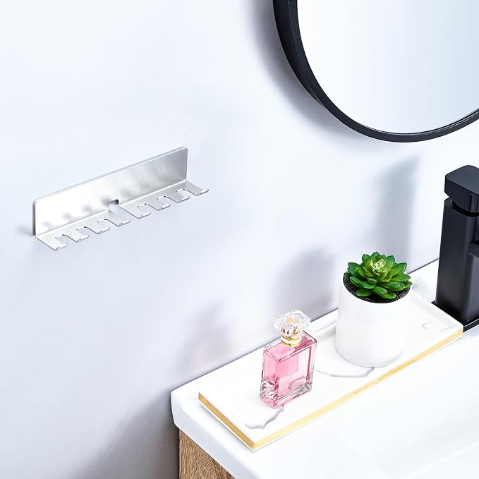 Electric Toothbrush Head Holder, Toothbrush Holders Wall Mounted, Electric Toothbrushs Holder, Bathroom Shower Tooth Brushing Holder, Tooth Brush Head Holder Organiser (Silver, Extra Large)