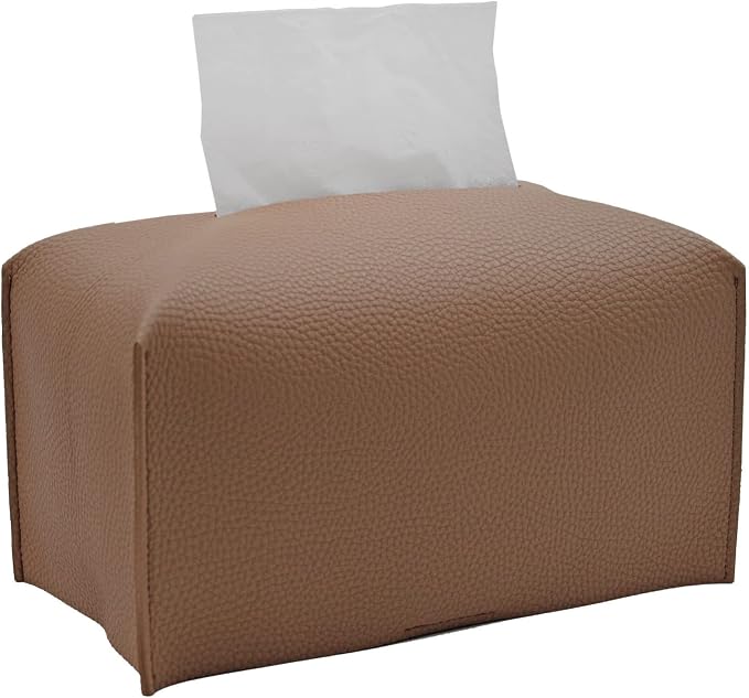 Livelab Tissue Box Cover, Rectangular Modern Decorative PU Leather Tissue Box Case Organizer Holder for Vanity Countertop, Night Stands, Livingroom, Office Desk & Car 9.5X5X5'' | Bronze