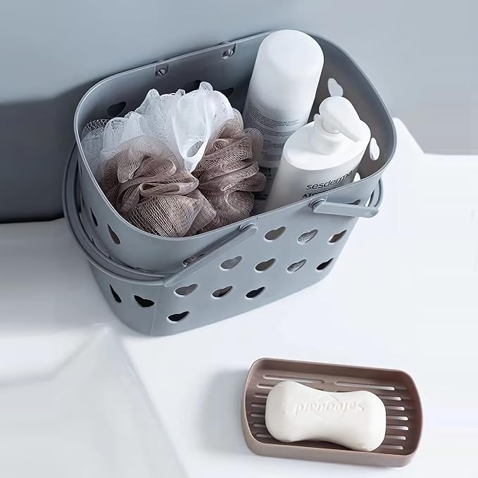 Portable Shower Caddy with handle Plastic Shower Basket, 2 Pack, Grey | Bathroom Caddy Storage Tote Cleaning Supply Caddy for College Dorm, Kitchen, Pantry, Garage