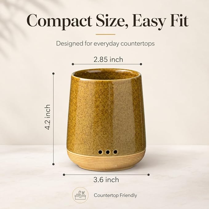 LYEOBOH Toothbrush Holder, Toothbrush Storage, Toothbrush Cup Yellow | Ceramic Toothpaste and Toothbrush Holder, Farmhouse Tooth Brush Organizer for Bathroom Counter & Shower