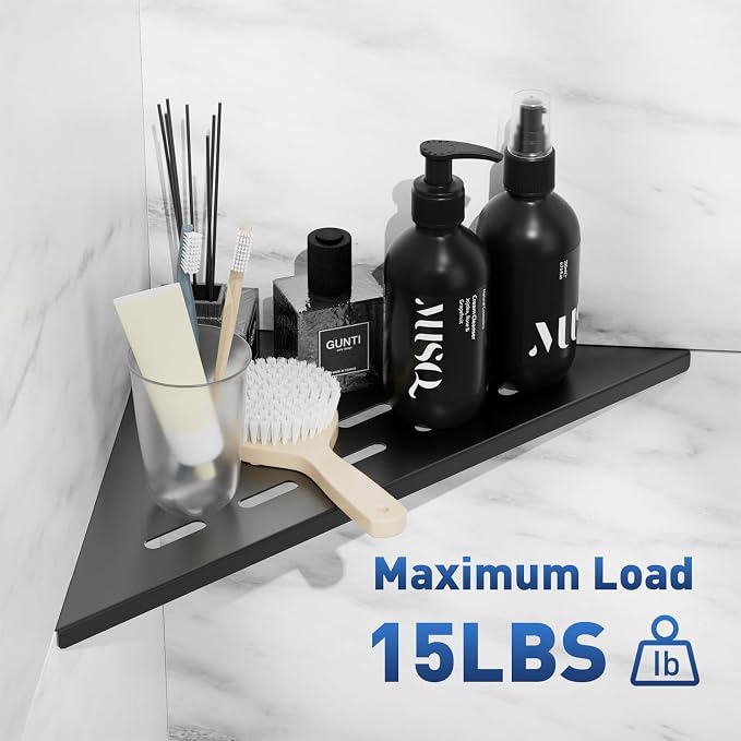 lives Corner Shower Shelves 2 Pack, 10" Black Corner Shelf for Bathroom, 304 Stainless Steel Grout in Bathroom Shower Shelf for Tiled Wall, Waterproof, Easy Install (Matte Black,10")