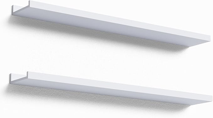 Boswillon Floating Shelves Set of 2, Long Wall Shelf with Lip, 36in, Oak | Display Ledge Shelf for Room Wall, Wall Decor Shelves for Bathroom, Living Room, Bedroom, Kitchen, Nursery Room, Modern, Wood
