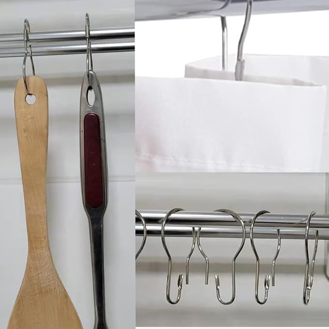 Shower Curtain Rings Hooks, Rust-Resistant Metal Shower Curtain Hooks, Stainless Steel Shower Curtain Rings for Bathroom Shower Curtain Rod (500)