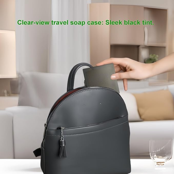 Square Soap Dishes Holder for Shower Travel Soap Container with Lid Lightweight Waterproof Soap Box for Dr. Squatch Men's Soap Bar for Traveling Toiletry Gym Bathroom (Transparent black)