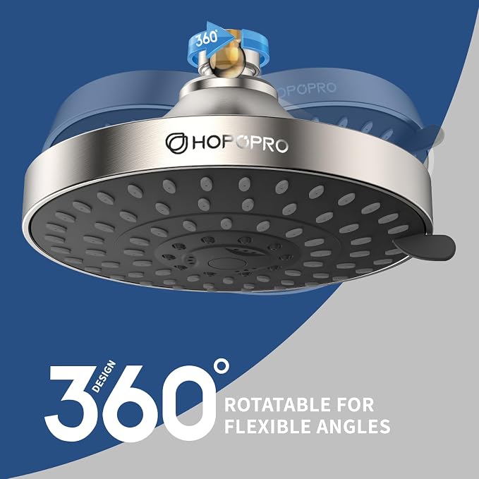 HOPOPRO 5-Mode High Pressure Shower Head - The Washington Post, NBC News, Today TV Show Recommended - High Flow Fixed Showerheads (6 Inch Brushed Nickel) | The Washington Post, NBC News, Today Recommended, Consumer Reports Tested High Flow Fixed Shower...