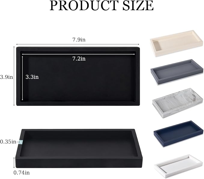 Silicone Bathroom Vanity Tray Dish Soap Holder Sink Organizer, Black | Small, Thickened Silicone, Easy to Clean, Waterproof, Non-Slip, for Countertop, Kitchen, Bedroom, Dresser