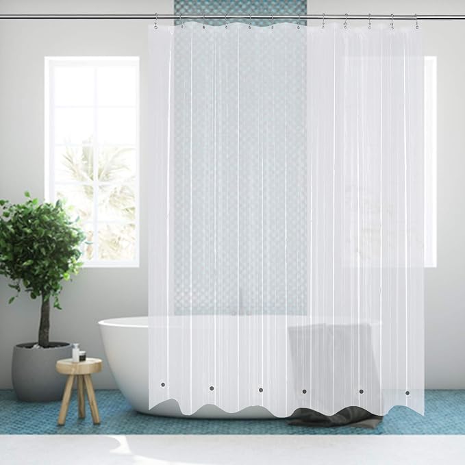 Long Shower Curtain Liner with 6 Magnets 72 x 78 inch, Clear | PEVA 8G Thick & Heavy Duty,12 Rustproof Grommets,Water Proof Plastic Shower Curtain for Bathroom 72x78 for Bathroom Long Size