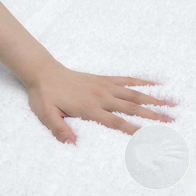 SHACOS Soft Microfiber White Bathroom Rugs Sets 2 Pieces 32x20 inch | Absorbent Plush Bath Rugs, Non Slip Washable Shaggy Bath Mats, Fluffy Bathroom Runner Floor Mats Shower Rug