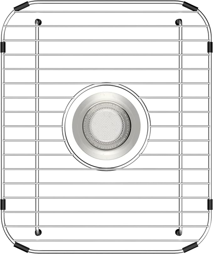 Sink Protectors for Kitchen Sink, Single Bowl Sink Bottom Grid 11.5" x 13.8" x 1.25", Stainless Steel Grid Insert Sink Grate Drying Rack Centered Drain, 1 Pcs