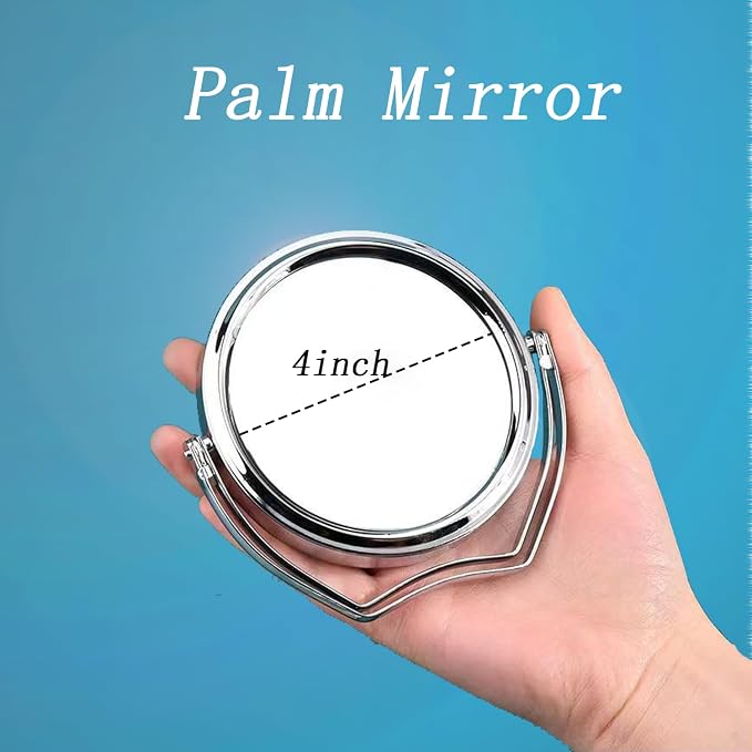 WMugthome Two-Sided 4-In/6-in with Handle Portable Round Makeup/Travel/Desk Mirror with 1X and 3X Magnification(Silver, 4inch)