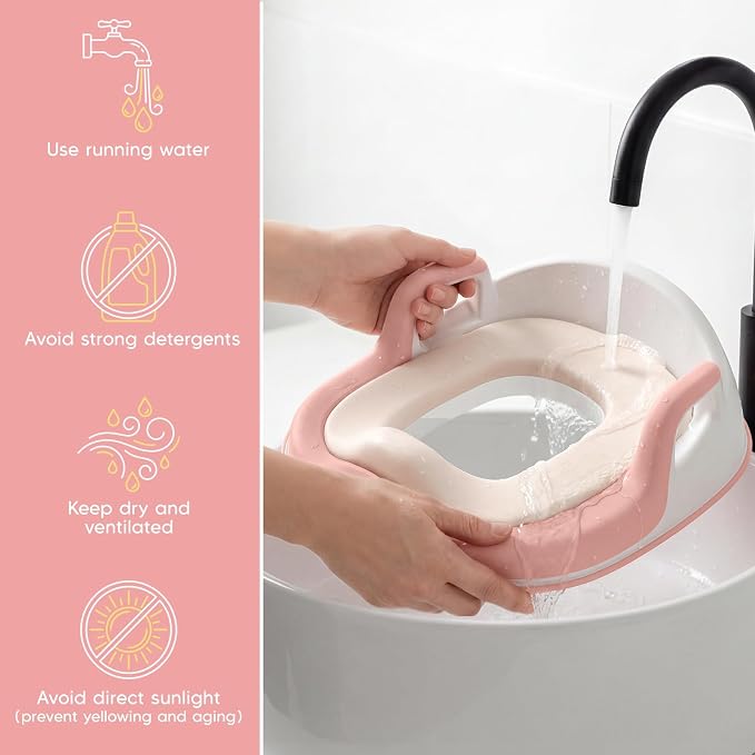 Maliton Potty Training Seat 2-in-1 with Step Stool & Anti-Slip Pink | ﻿ Potty Seat + Separate Step Stool, Adjustable Fits More Toilets, Anti-Slip, Sturdy, Splash Guard, Easy clean，Boys & Girls.
