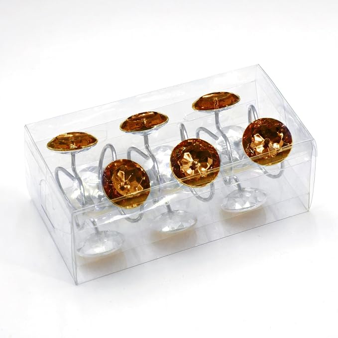 Crystal Diamond Round Shower Curtain Hooks Rings for Bathroom,Brown,12PCS | Acrylic Decorative Rhinestones Bling Shower Hooks Rings,for Bathroom Curtains Rod,Gem Metal Rust Proof Shower Hangers