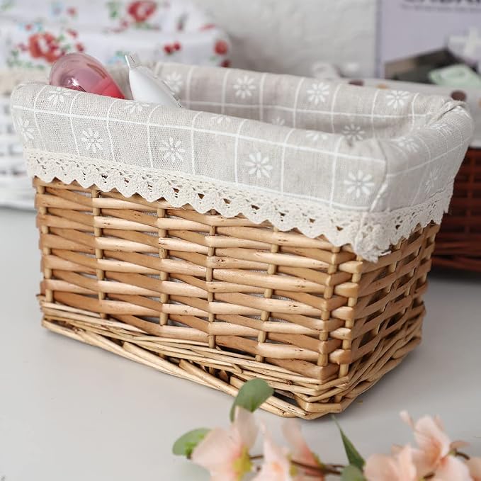 Rectangular Wicker Storage basket&bins container, Organizer Box, Kingwillow Art & Craft (Small)