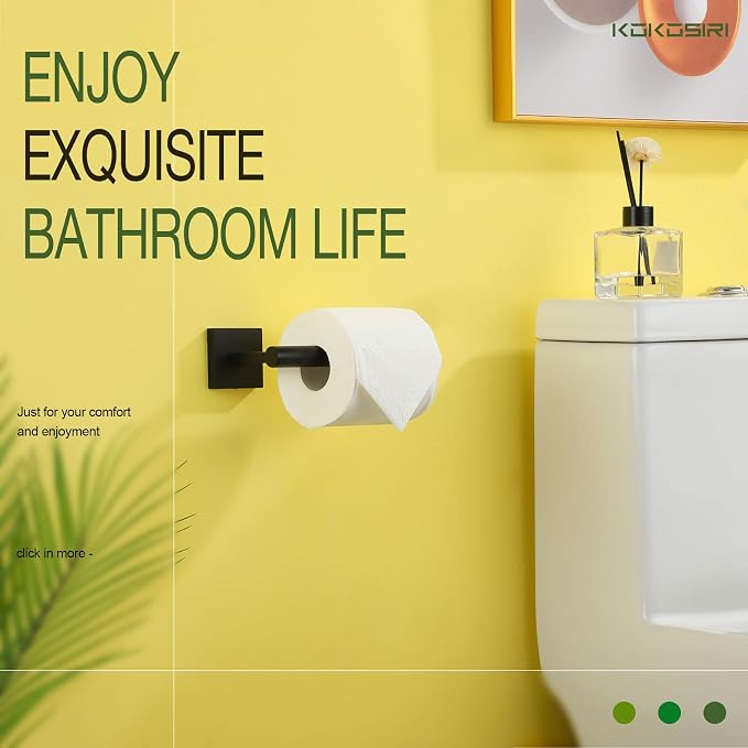 KOKOSIRI Toilet Paper Holder for Bathroom Toilet Roll Holder Hold Mega Rolls Matte Black Stainless Steel B2005BK