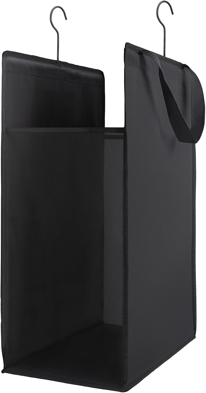 FENTEC 1 Pack Black Hanging Laundry Hamper，Laundry Hamper Bag with Handles | Hanging Laundry Basket, Slim Laundry Hamper Bag, Portable Hanging Closet Hamper, Mesh Heavy Duty Hanging Laundry Bag