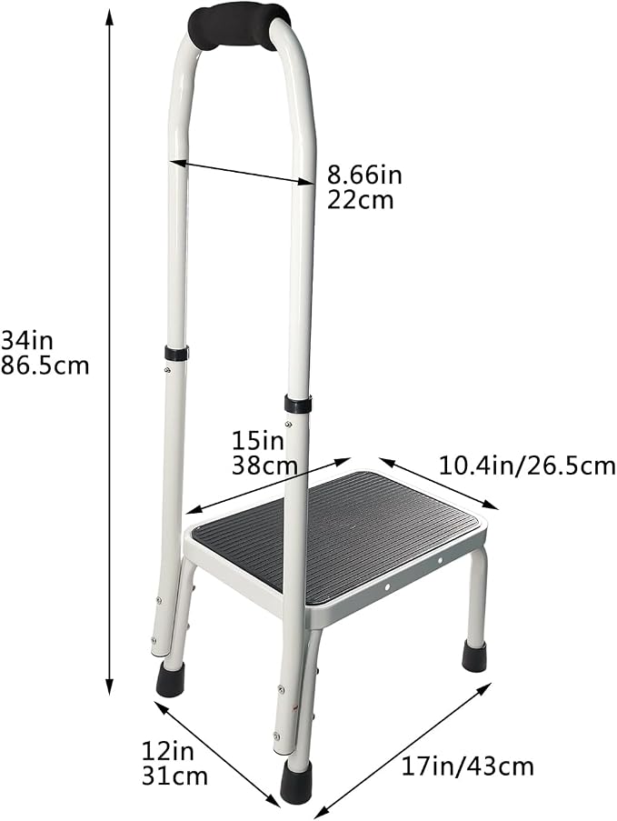 Sattiyrch Step Stool with Handle for Ederly,Sturdy and Lightweight Stool with Anti-Skid Platform,Easy Assmbly,Safely Supports up to 350 Pounds with 9.5 Inch