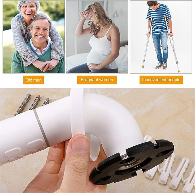 Grab Bars Anti Slip Shower Handle Bathroom Grab Bar Hand Rail Support Assist Bath Handles Bathroom Balance Bars for Handicap Elderly Injury (Pack of 2)
