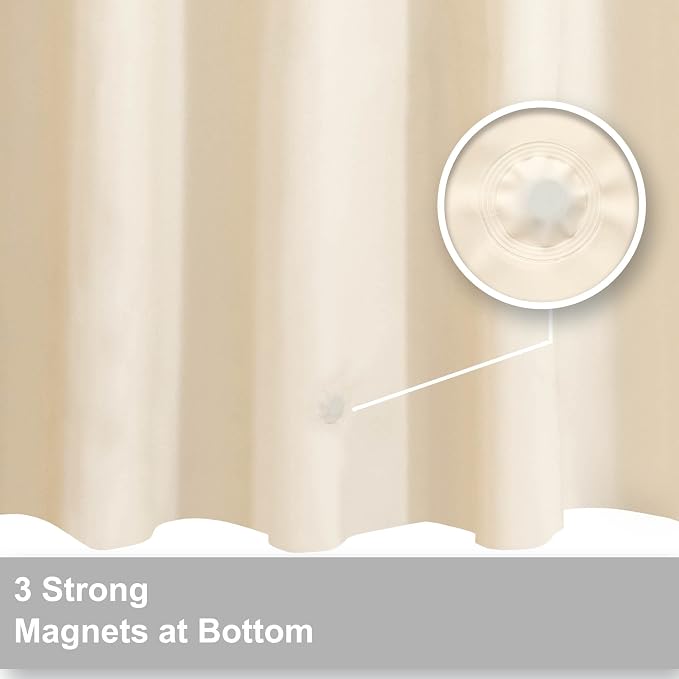 Barossa Design Extra Long Beige Shower Curtain Liner with Magnets, 72x84 | Waterproof PEVA, 3 Bottom Magnets, Metal Grommets, Lightweight Plastic Shower Liner XL 72 x 84 Inches for Bathroom/Tub