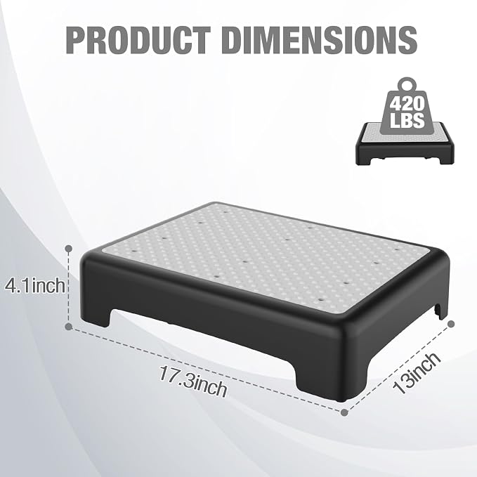 HBTower Mobility Step Stool for Adults & Seniors,Non-Slip Platform | Portable Riser, Safety Step for Car, Bedside, Office, Shower, Stairs, Gery