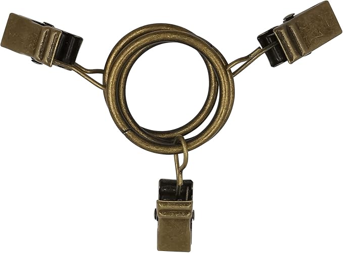 LLPJS 44 Pack Curtain Rings with Clips, Curtain Clip Rings Hooks, Bow Hanger Clips for Hanging Drapery Drapes Bows, Ring 1 inch Interior Diameter, Fits up to 5/8" Rod, Bronze