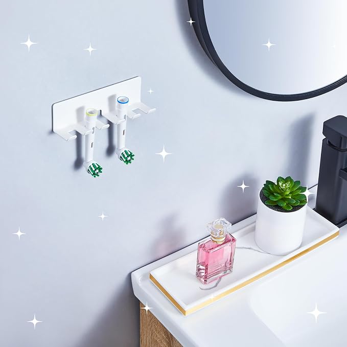 Electric Toothbrush Head Holder, Toothbrush Holders Wall Mounted, Electric Toothbrushs Holder, Bathroom Shower Tooth Brushing Holder, Tooth Brush Head Holder Organiser (White, Large)