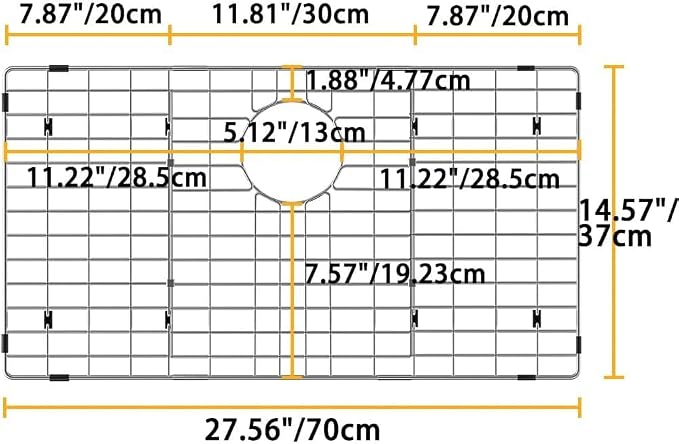 SANNO Kitchen Sink Protectors - Stainless Steel Sink Grid with Rear Drain Hole, Sink Rack 27.6" L x 14.6" W