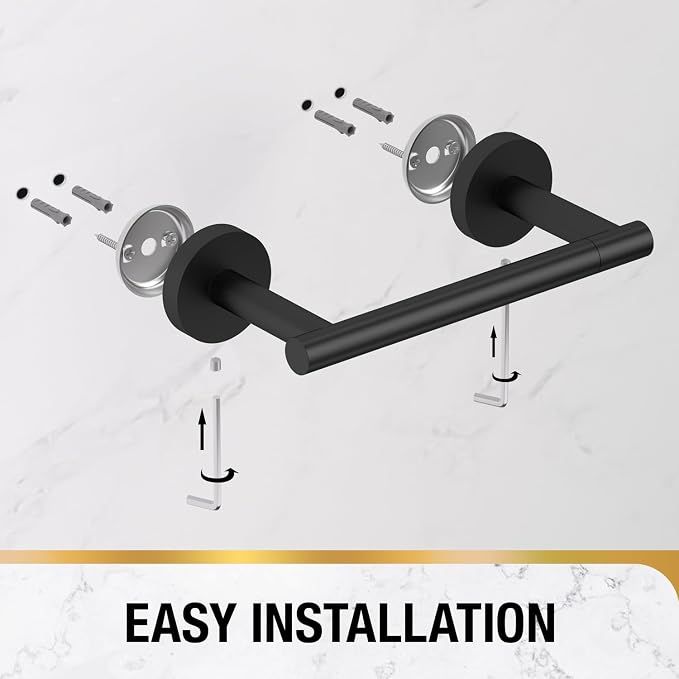 HITSLAM 2 Pack Matte Black Toilet Paper Holder, Double Post Pivoting, SS304 | Set of 2 Wall Mount Bathroom Tissue Holders, Rustproof Stainless Steel, Ideal for Multiple Bathrooms, Easy Roll Change