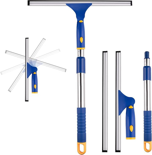 14 inch Rotatable Shower Squeegee for Glass Doors, Multi-Purpose Window Squeegee with Refill Rubber Blade, Bathroom Cleaner Tool for Shower Door Window Mirror Wall Car Windshield