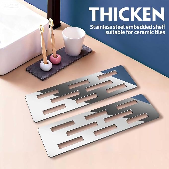 12 Inch Shower Niche Shelf Mirror Effect 316 Stainless Steel Tile Insert | Rectangular Shelf For 12 Inch Tile Prefabricated Niches, Fits 1/8 Inch Grout Lines, Shower Niche Insert Mirror Effect 316 SS