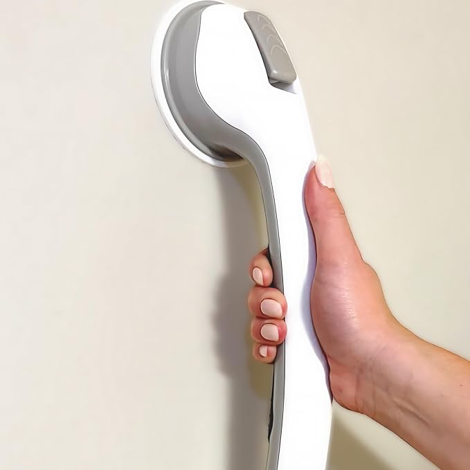 Safe-er-Grip Changing Lifestyles Suction Cup Grab Bars for Bathtubs & Showers; Safety Bathroom Assist Handle,White & Grey,16 Inches,(Pack of 3)