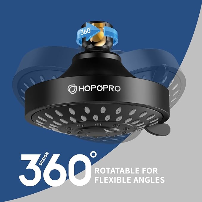 High Pressure Shower Head, HOPOPRO 5-Mode Fixed Showerhead, NBC Recommended | The Washington Post, NBC News, Today TV Show Recommended, Consumer Reports Tested High Flow Fixed Shower Head (4 Inch Black)